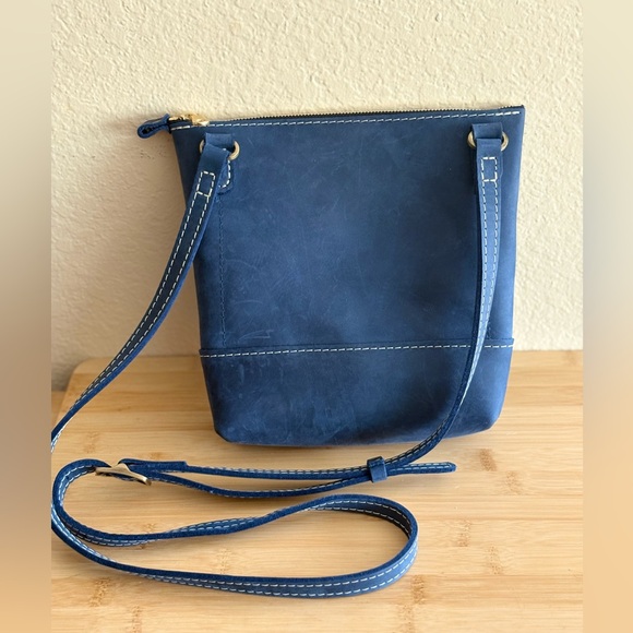 Portland Leather Festival Crossbody Bag Deep Water Cobalt Blue - Picture 5 of 9